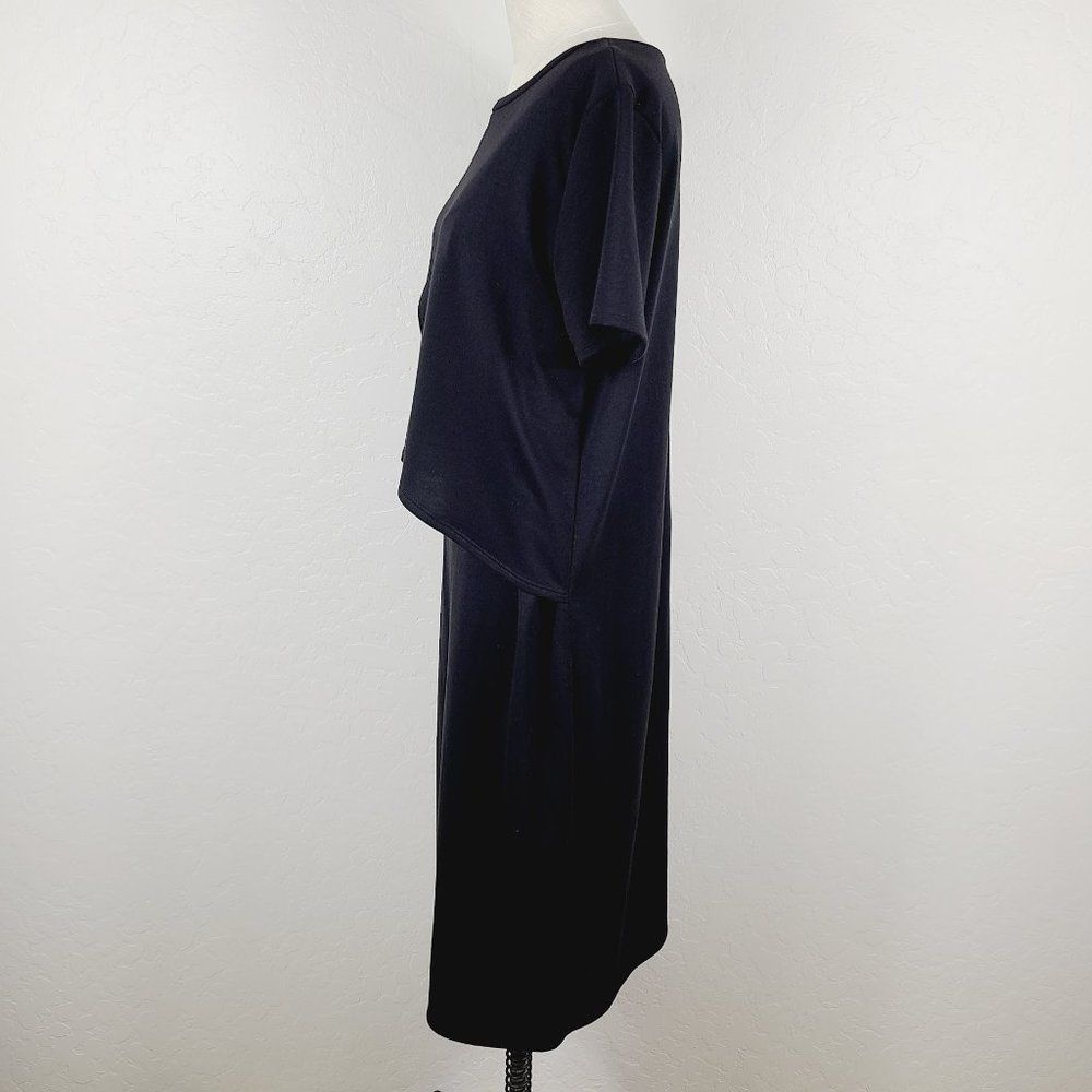 Roolee Nursing Dress XL Black Knit Short Sleeve Pullover Midi Shift - Picture 2 of 5